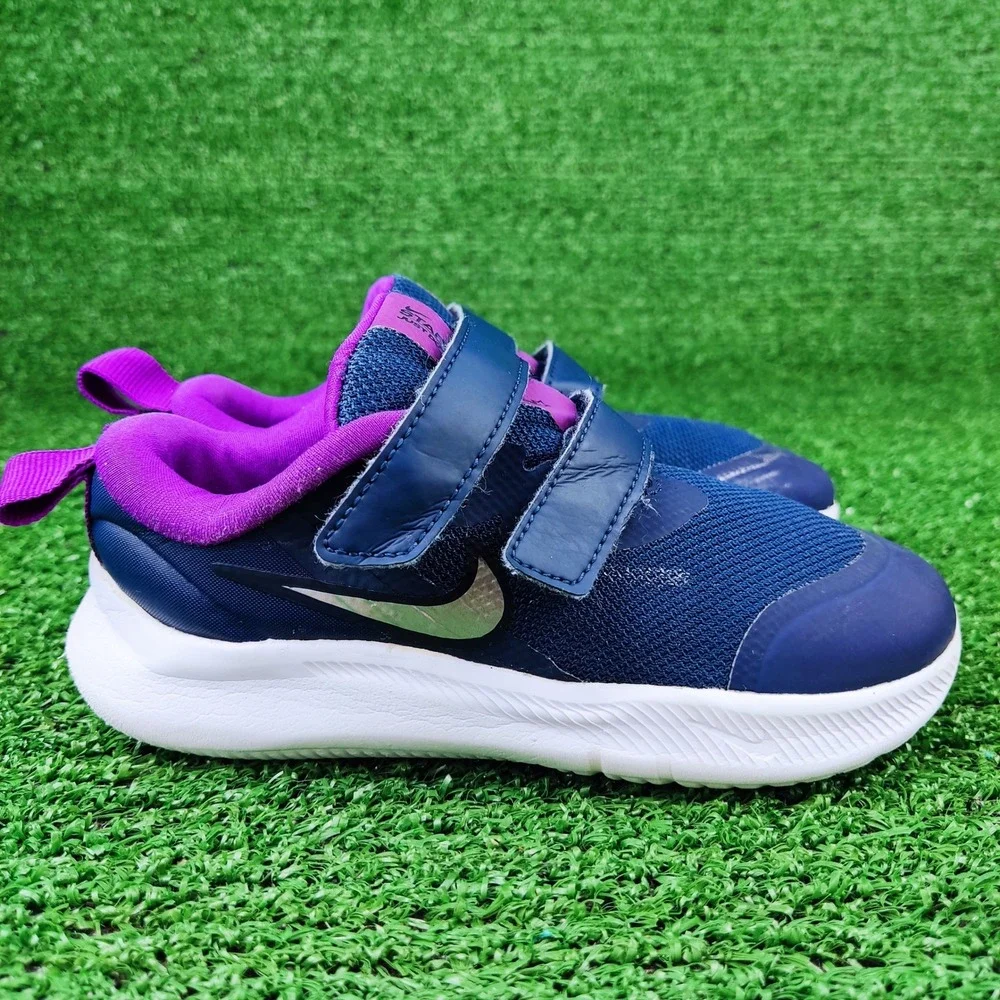 Nike Sneakers Kids 9C Blue Star Runner 3 DA2778-404‎ Hook Loop Athletic Shoes
